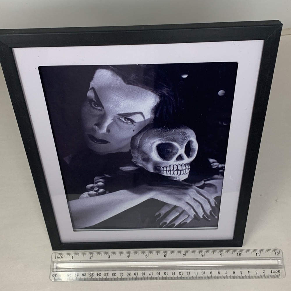2 Vampira with skull heads Black and White Halloween Art Prints goth decor new - Picture 7 of 17